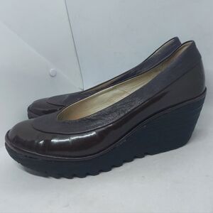 FLY London Yoko Wedge Pumps Platform Shoes Chocolate Womens Size 41 US 10-10.5